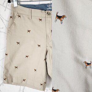 Chaps Beige Cotton Stretch Beagle Dog Print Chino Shorts